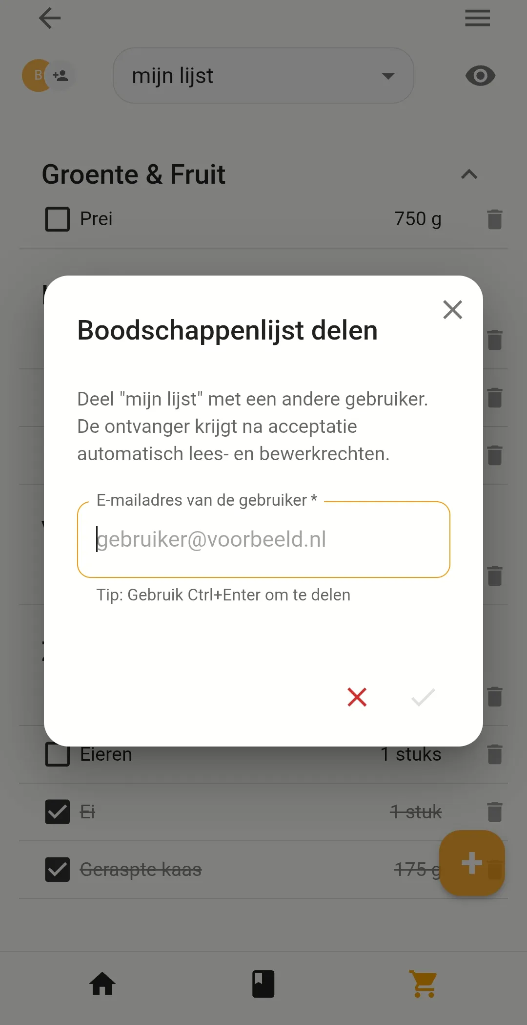 Deel je boodschappenlijst