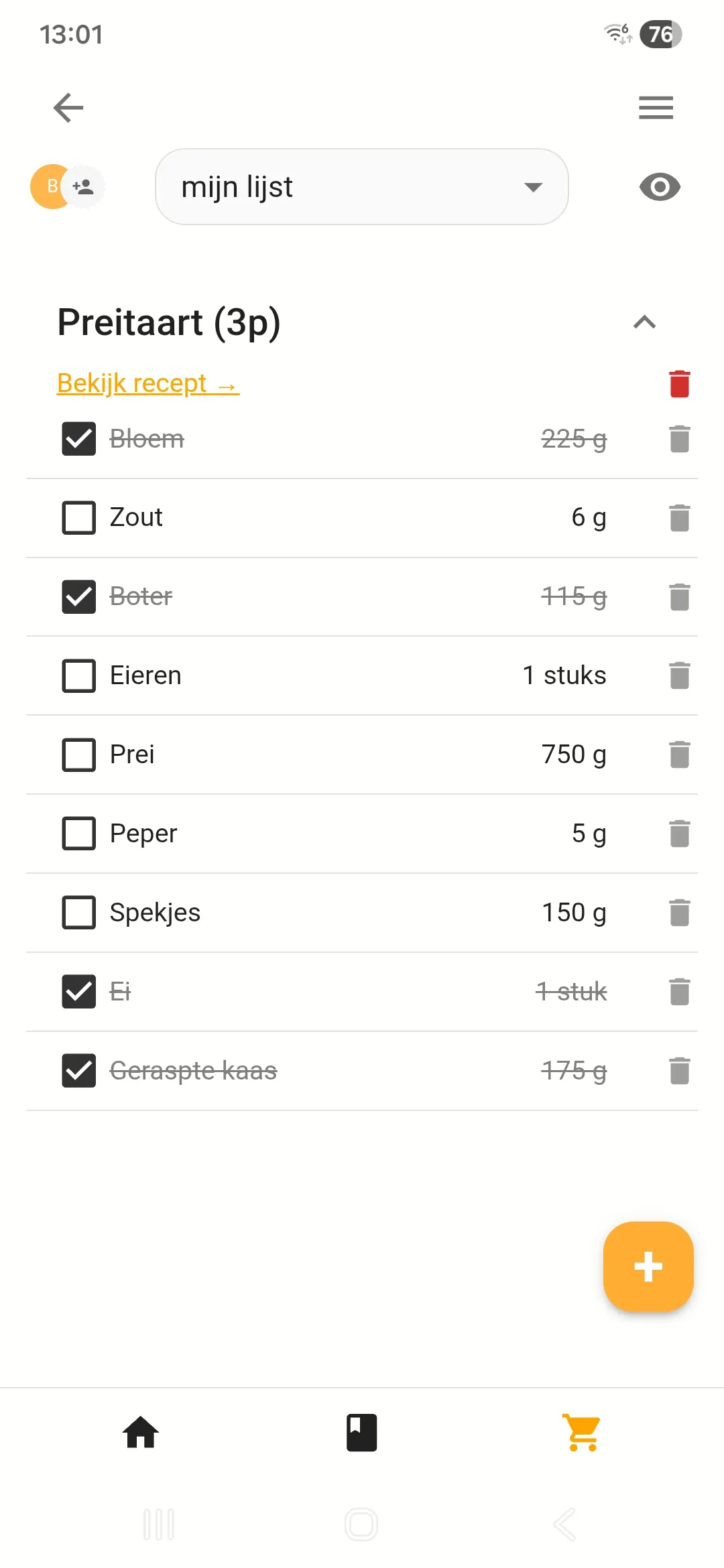 Genereer automatisch boodschappenlijst