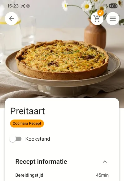 Selecteer recepten voor boodschappenlijst