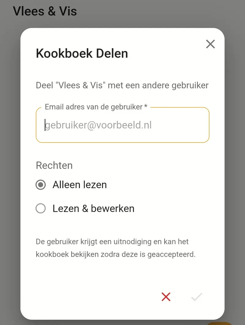 Kookboek delen met anderen