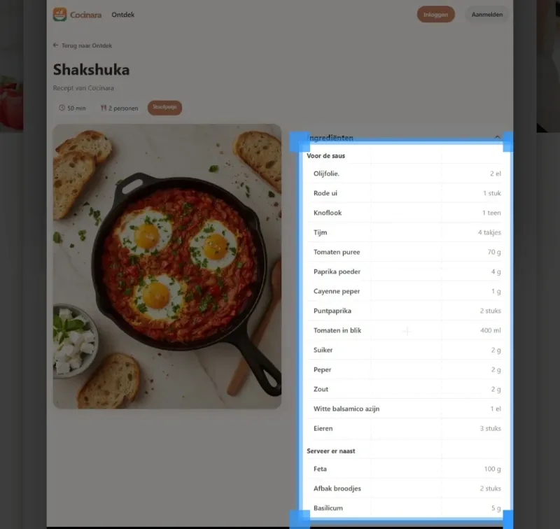 Snipping tool om recepten te knippen